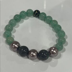 Green Aventurine and Black Shungite Beaded Bracelet
